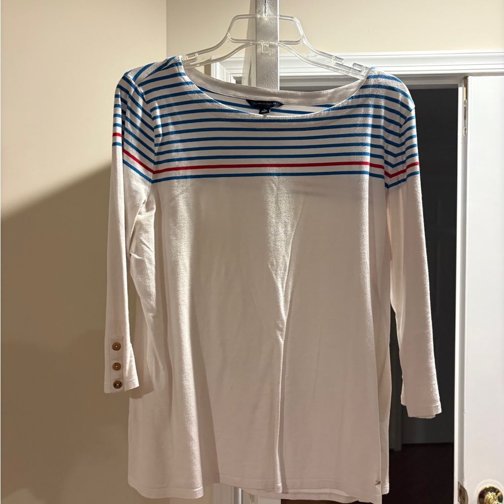 Tommy Hilfiger Blue and White Striped Top